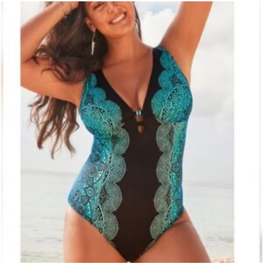 Swimsuits For All Black and Blue One Piece